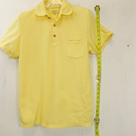 BANANA‎ REPUBLIC Polo Shirt Mens SMALL Yellow Butter Pique Knit Golf Classic - Picture 5 of 11